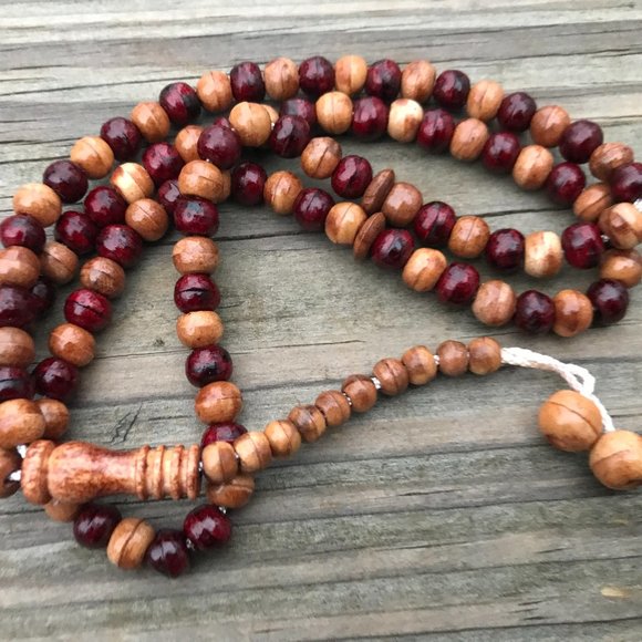 Handmade Pray Bead Muslim Prayer Tasbeeh Real Wood - Picture 1 of 6